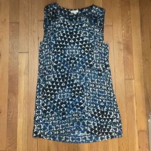 Lucky Brand Mini Shift Sleeveless Dress in Blue Stained Glass Pattern